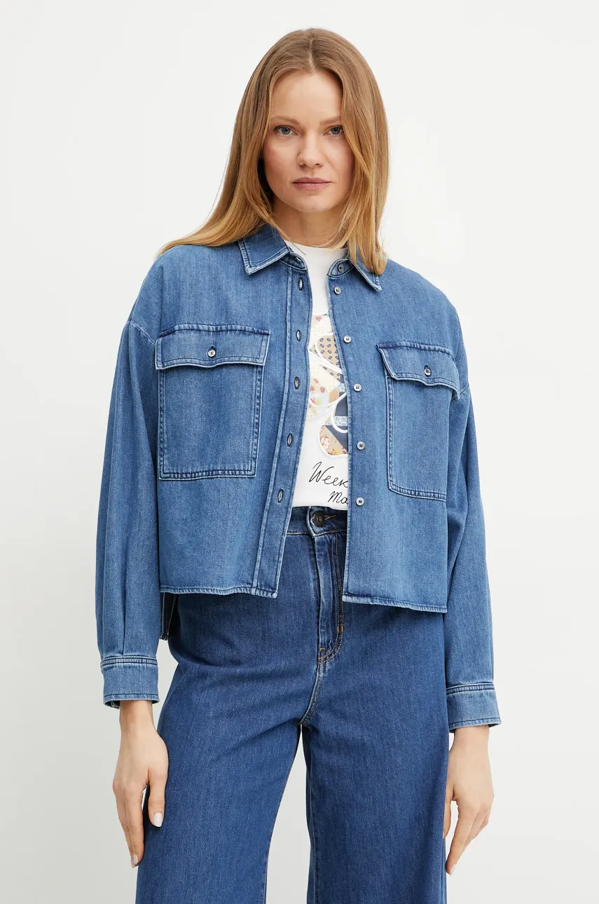 Τζιν πουκάμισο Weekend Max Mara χρώμα: μπλε, 2515111151600