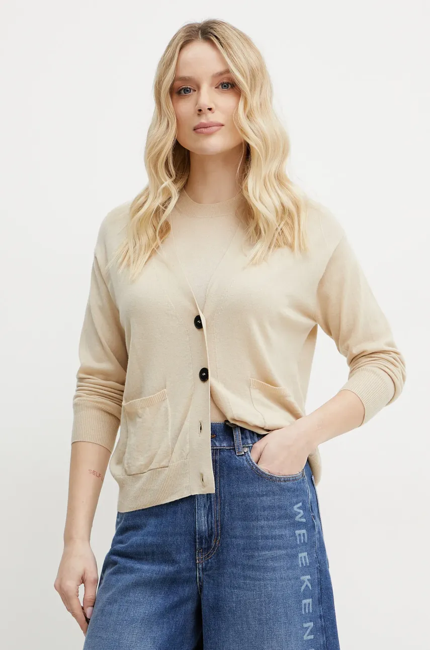Μάλλινη ζακέτα Weekend Max Mara χρώμα: μπεζ, 2515381011600