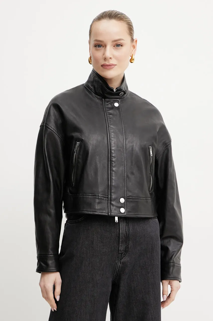 Δερμάτινο μπουφάν Weekend Max Mara χρώμα: μαύρο, 2515441011600