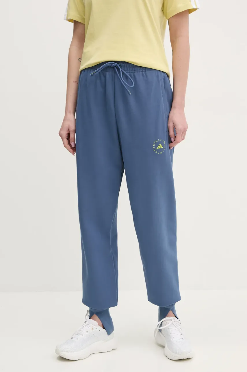 Βαμβακερό παντελόνι adidas by Stella McCartney χρώμα: μπλε, JJ2572