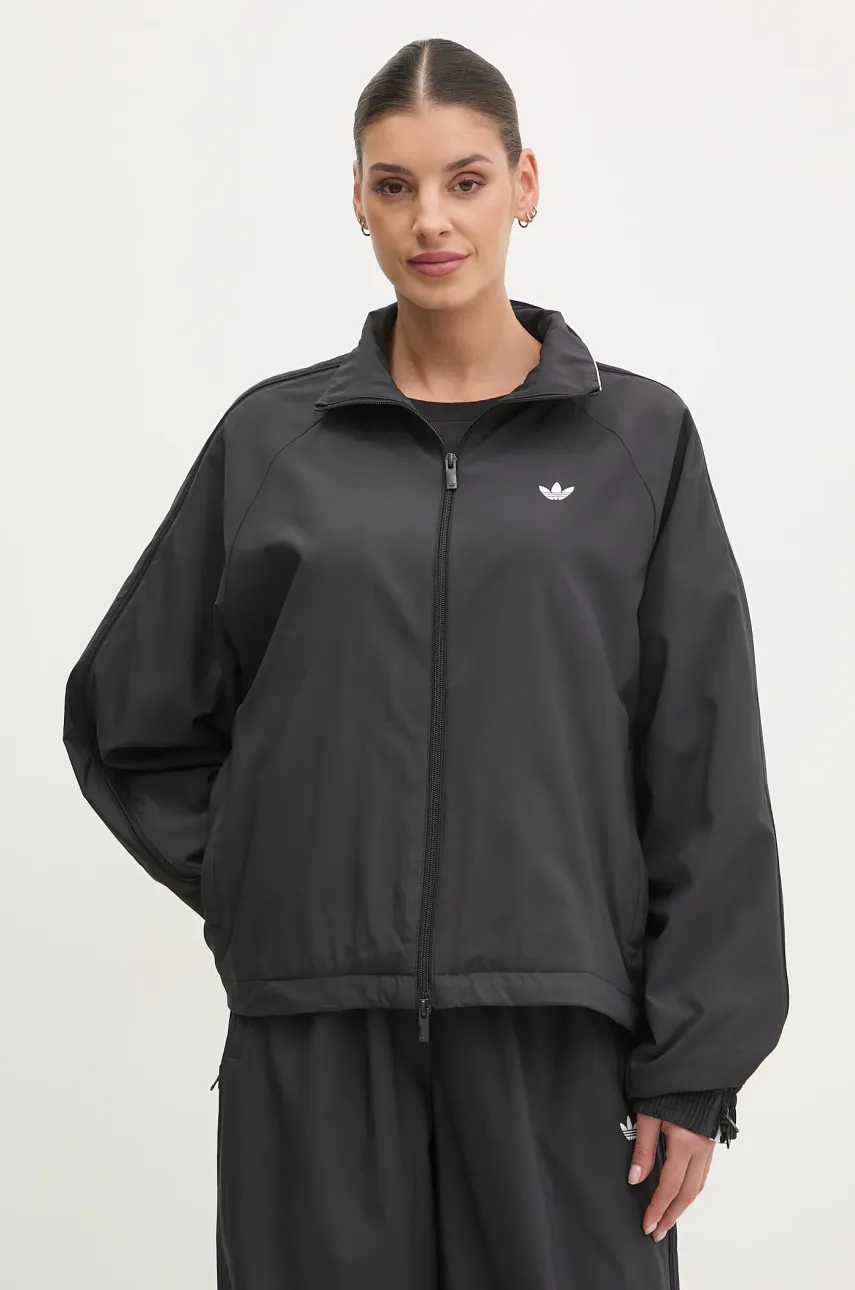 Μπουφάν adidas Originals WOVEN TT ZIP χρώμα: μαύρο, JX9204