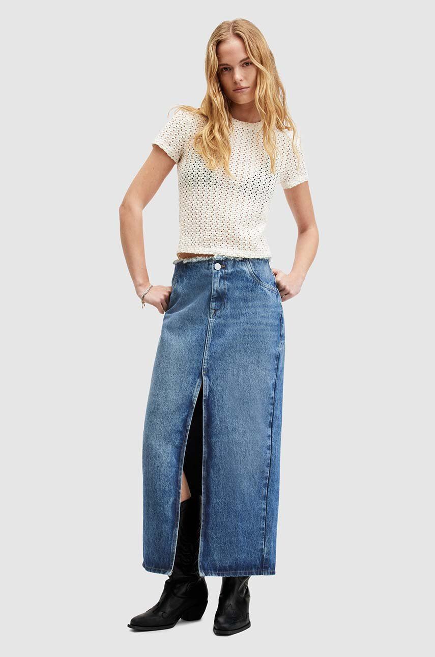 Βαμβακερή τζιν φούστα AllSaints CYRA MAXI W021RA