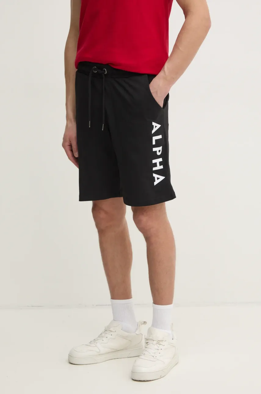 Βαμβακερό σορτσάκι Alpha Industries Alpha Industries Alpha Jersey Short 116366 03 χρώμα: μαύρο