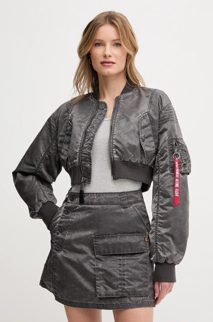 Μπουφάν bomber Alpha Industries MA-1 Vintage Cropped Wmn χρώμα: γκρι, 156002