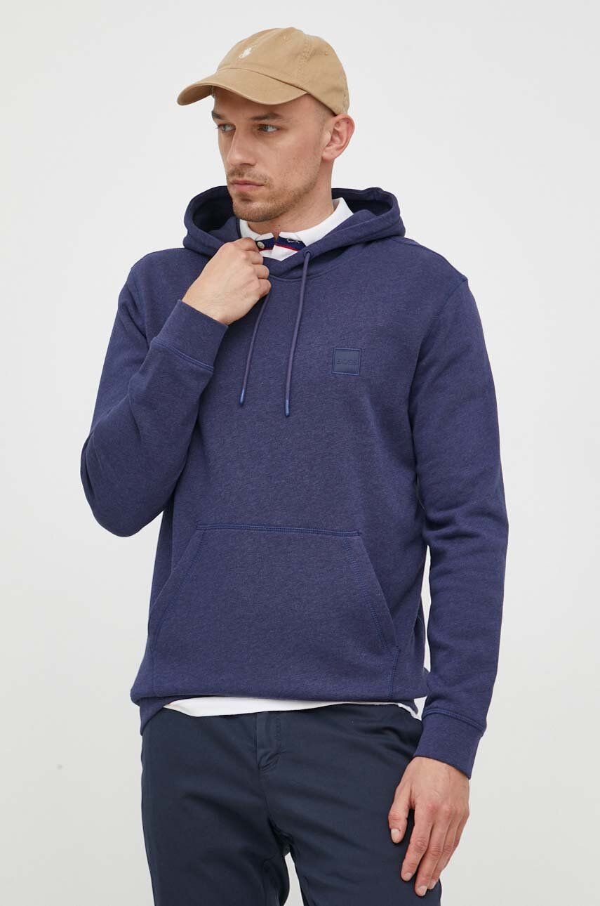 Βαμβακερή μπλούζα BOSS BOSS CASUAL χρώμα: ναυτικό μπλε, με κουκούλα