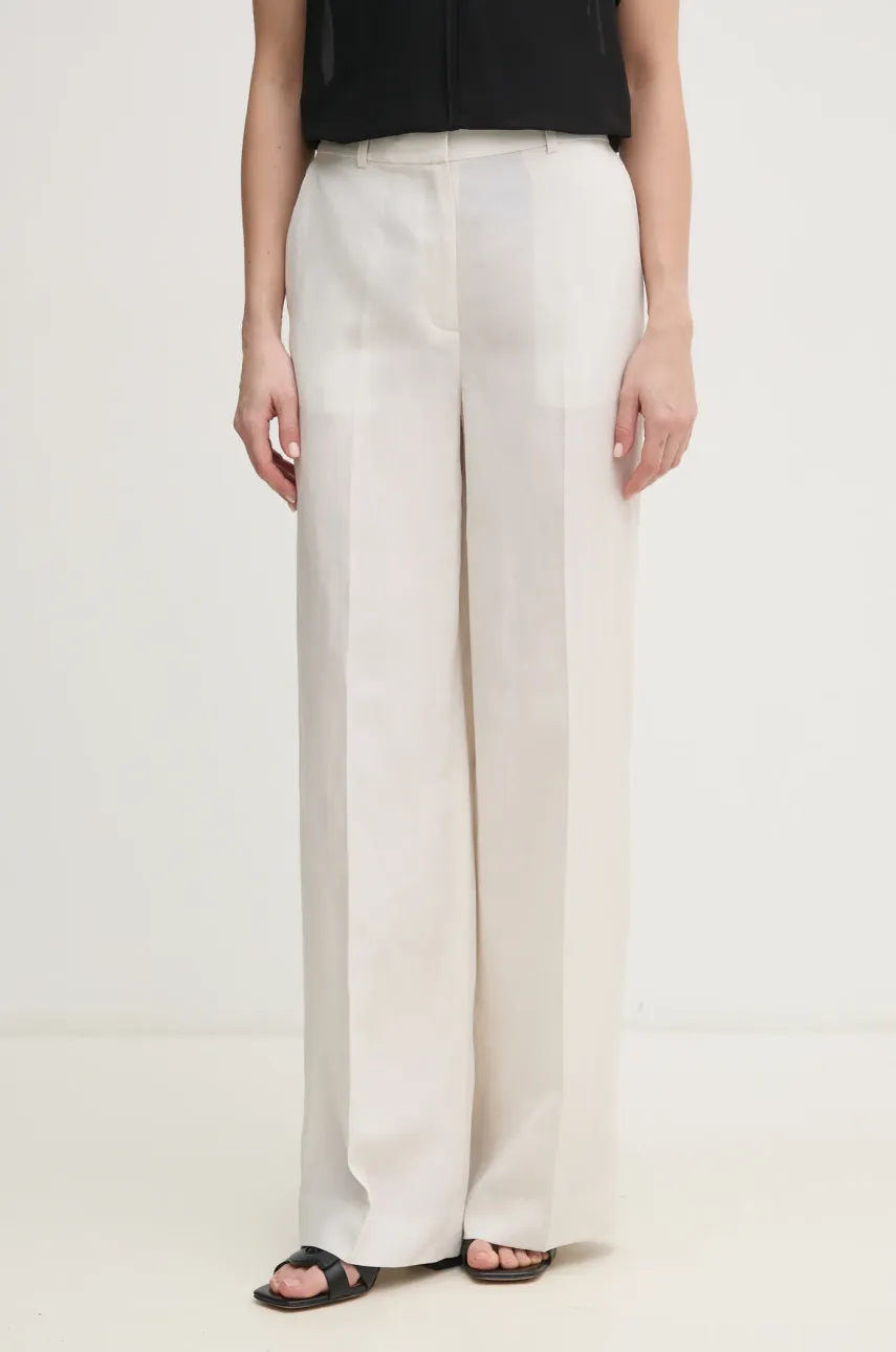 Παντελόνι με λινό μείγμα Calvin Klein χρώμα: μπεζ, K20K208381