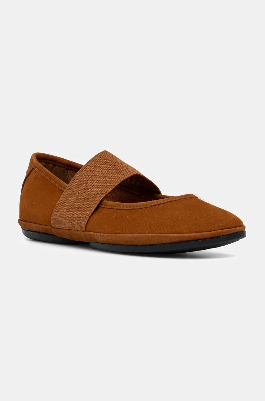 Μπαλαρίνες σουέτ Camper Right Nina χρώμα: καφέ, 21595-244