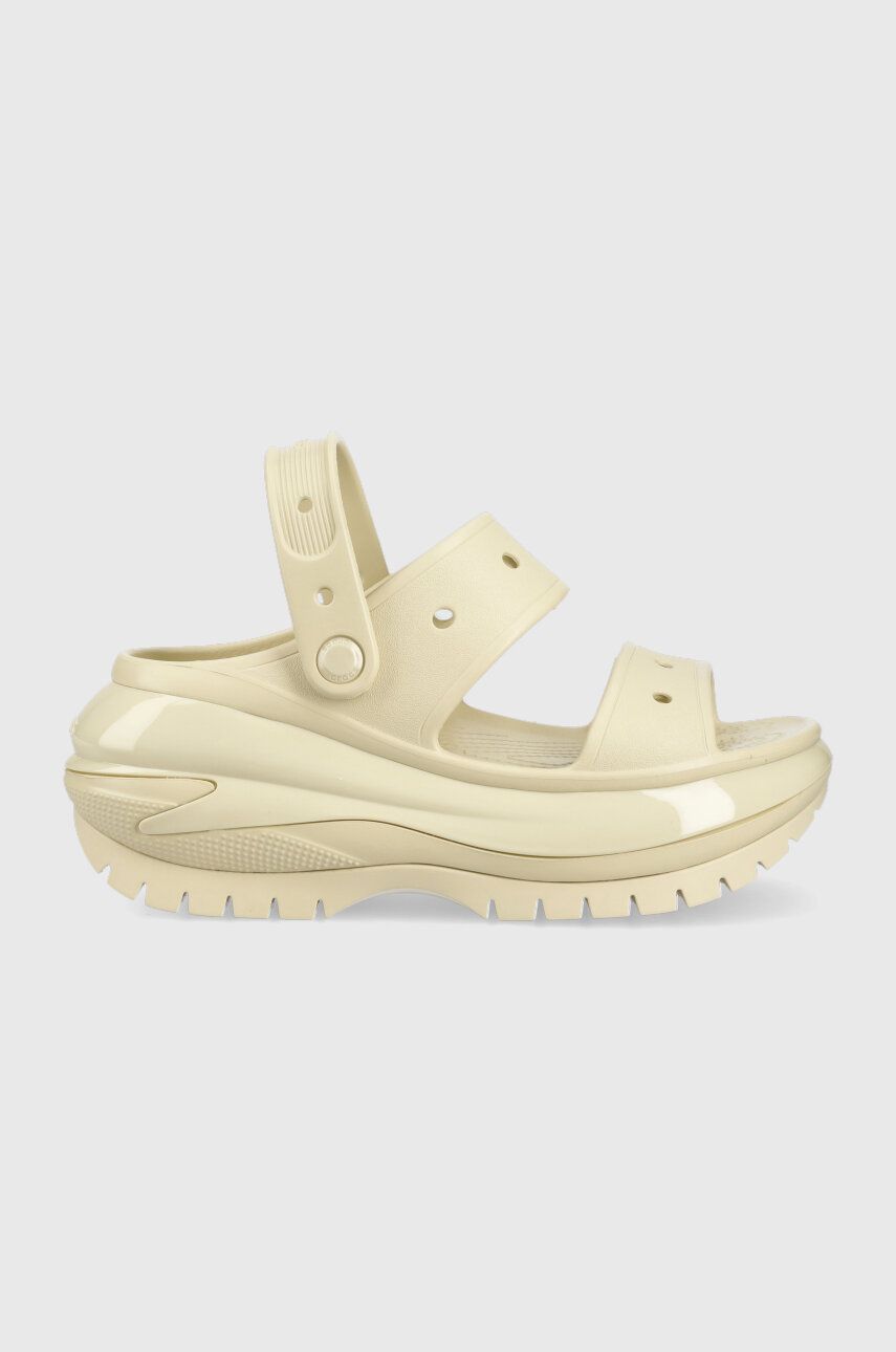 Παντόφλες Crocs Classic Mega Crush Sandal Classic Mega Crush Sandal χρώμα: μπεζ, 207989 207989