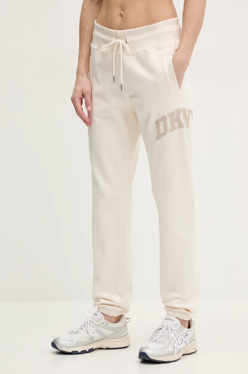 Βαμβακερό παντελόνι Dkny χρώμα: μπεζ, DP5P3615
