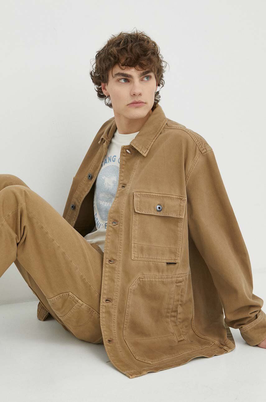 Τζιν μπουφάν G-Star Raw ανδρικό, χρώμα: καφέ