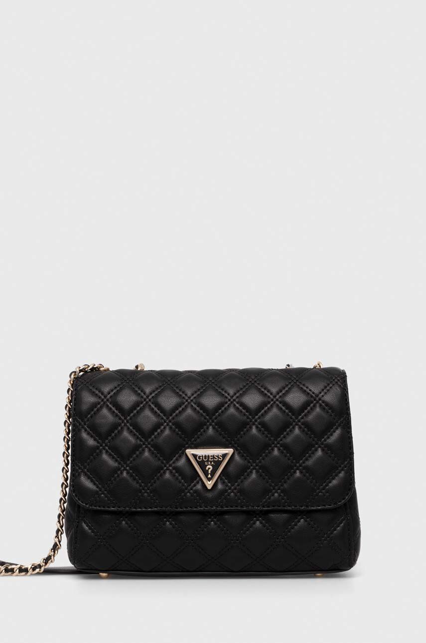 Τσάντα Guess GIULLY χρώμα: μαύρο, HWQG87 48200