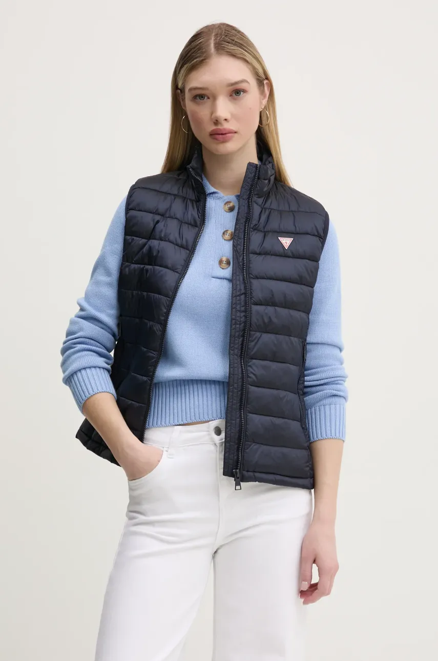 Αμάνικο μπουφάν Guess Jeans χρώμα: ναυτικό μπλε, W5RN55 WHAB2