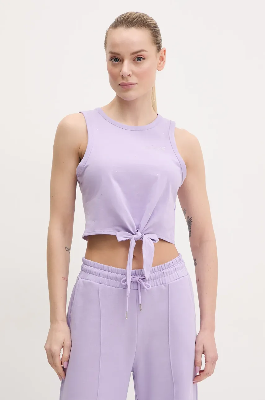Βαμβακερό τοπ Guess PRIMULA χρώμα: μοβ, V5GI01 I3Z14