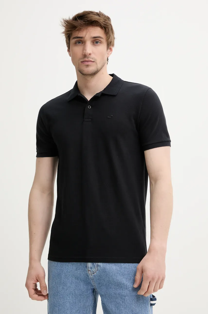 Πόλο Hollister Co. χρώμα: μαύρο, KI324-5172