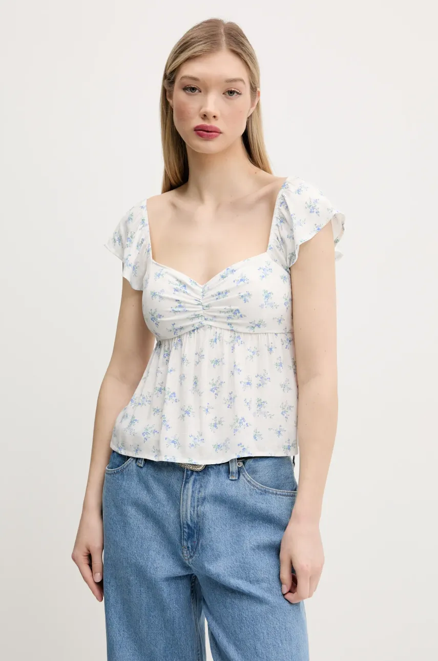 Μπλουζάκι Hollister Co. χρώμα: άσπρο, KI340-5050