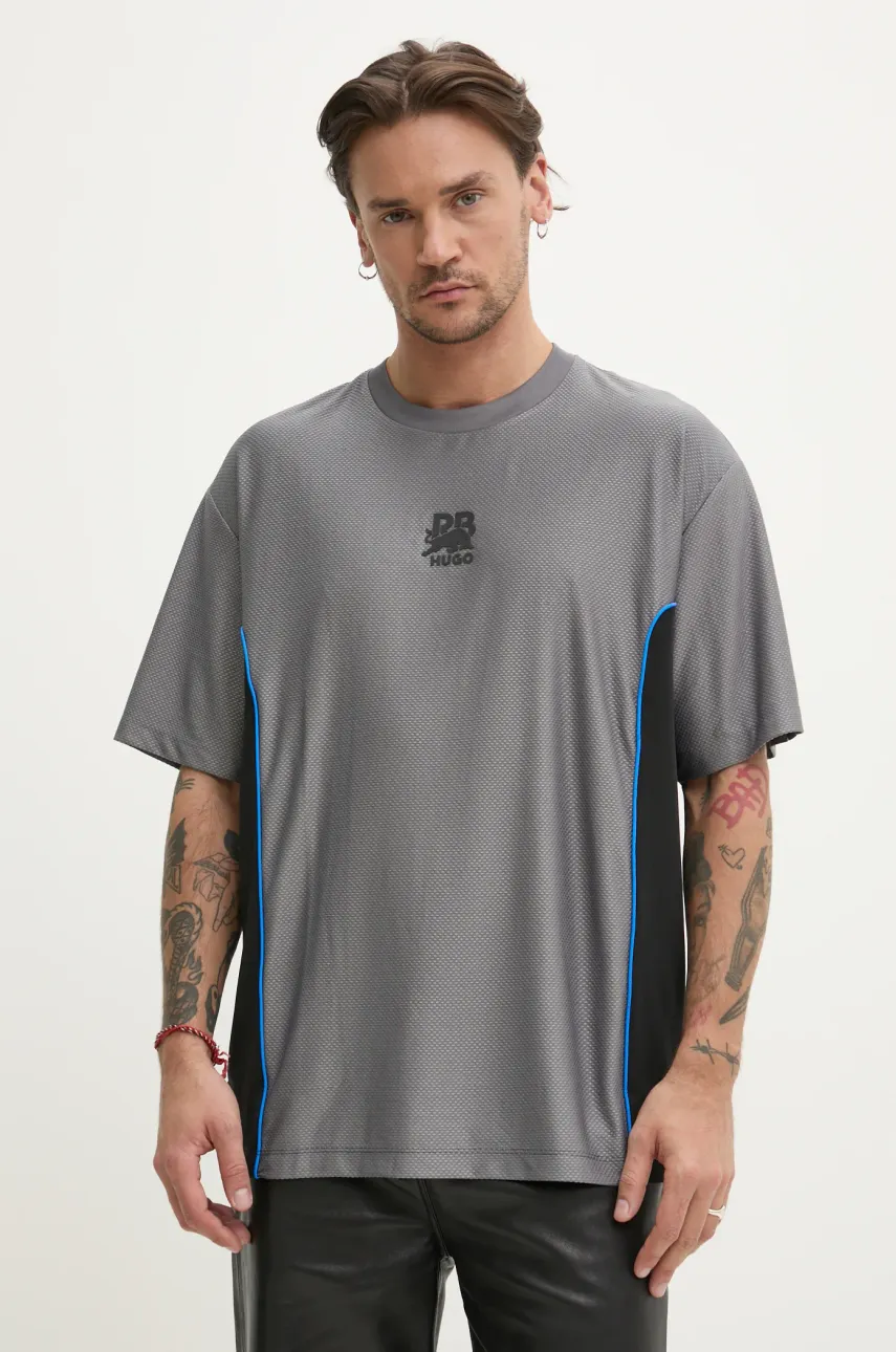 Μπλουζάκι HUGO x RACING BULLS χρώμα: γκρι, 50545110