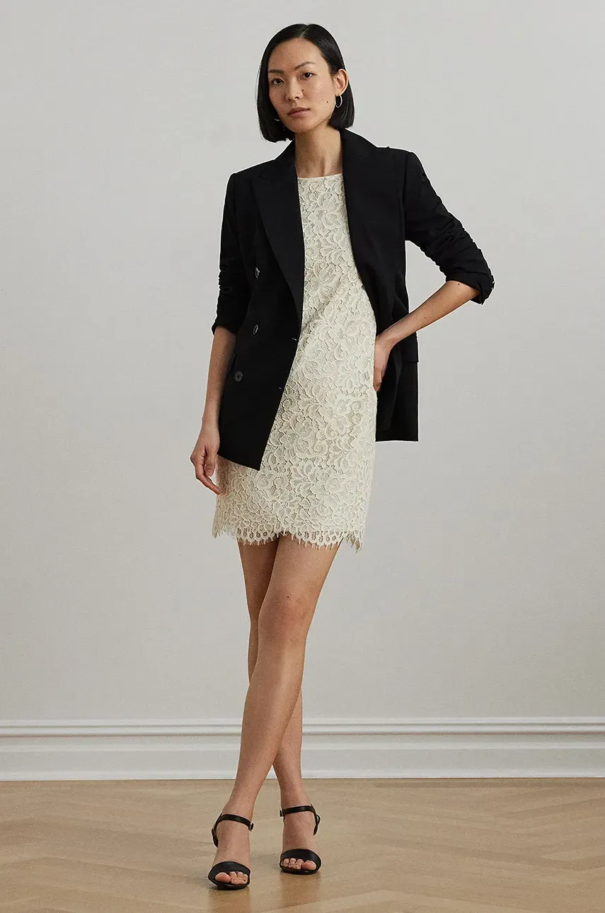 Φόρεμα Lauren Ralph Lauren χρώμα: μπεζ, 200963722