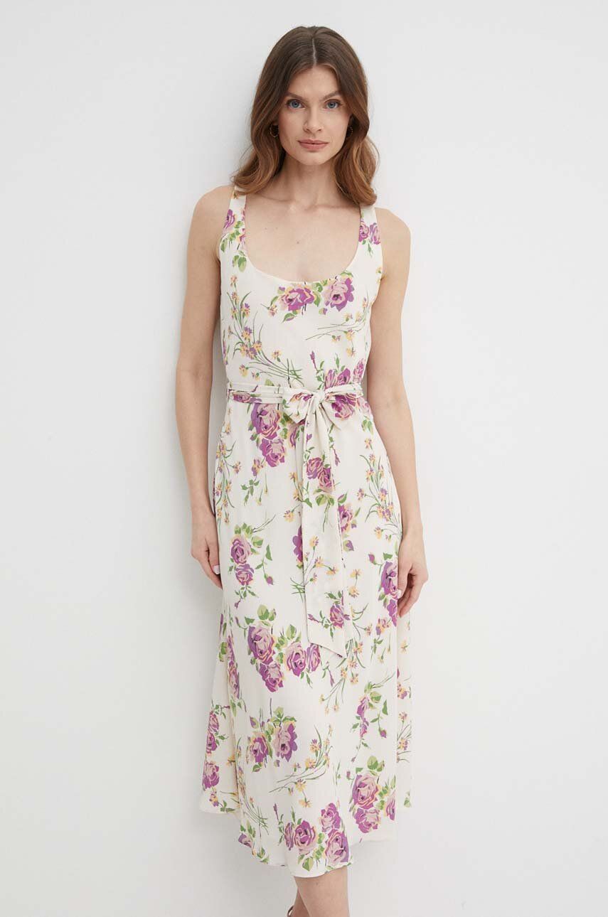 Φόρεμα Lauren Ralph Lauren χρώμα: μπεζ, 250932703