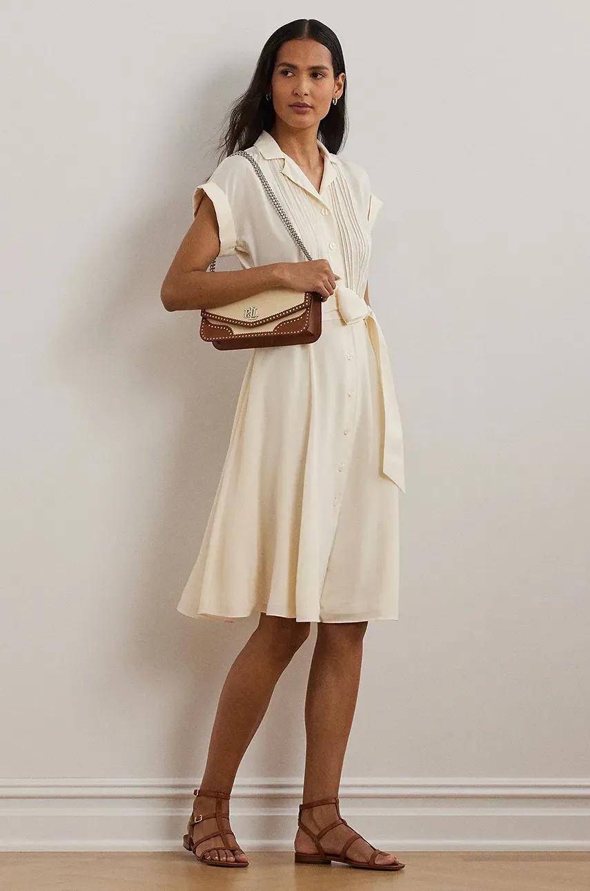 Φόρεμα Lauren Ralph Lauren χρώμα: μπεζ, 250963711