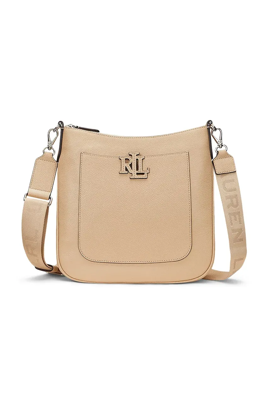 Δερμάτινη τσάντα Lauren Ralph Lauren χρώμα: μαύρο, 431970152