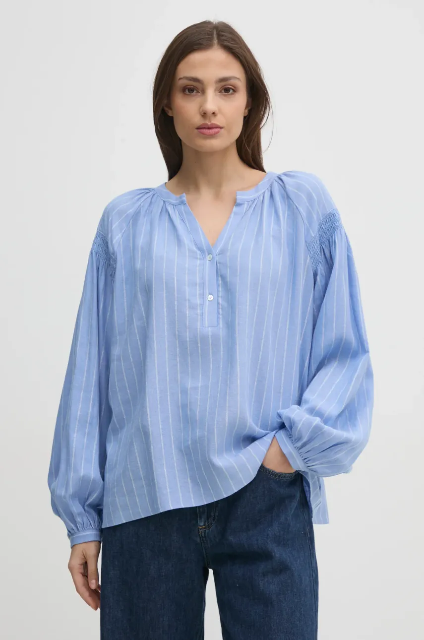 Λευκή μπλούζα Mos Mosh γυναικεία, χρώμα: μπλε, 169400