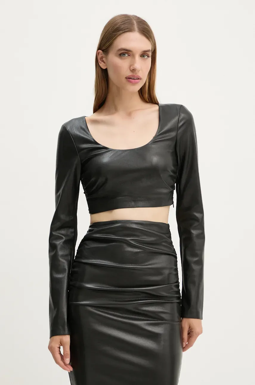 Μπλουζάκι Nanushka MAYLAH χρώμα: μαύρο, NW24PFTP15615