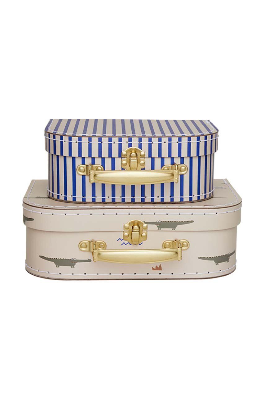Σετ κουτιών αποθήκευσης OYOY Mini Suitcase Crocodile & Stripes 2-pack