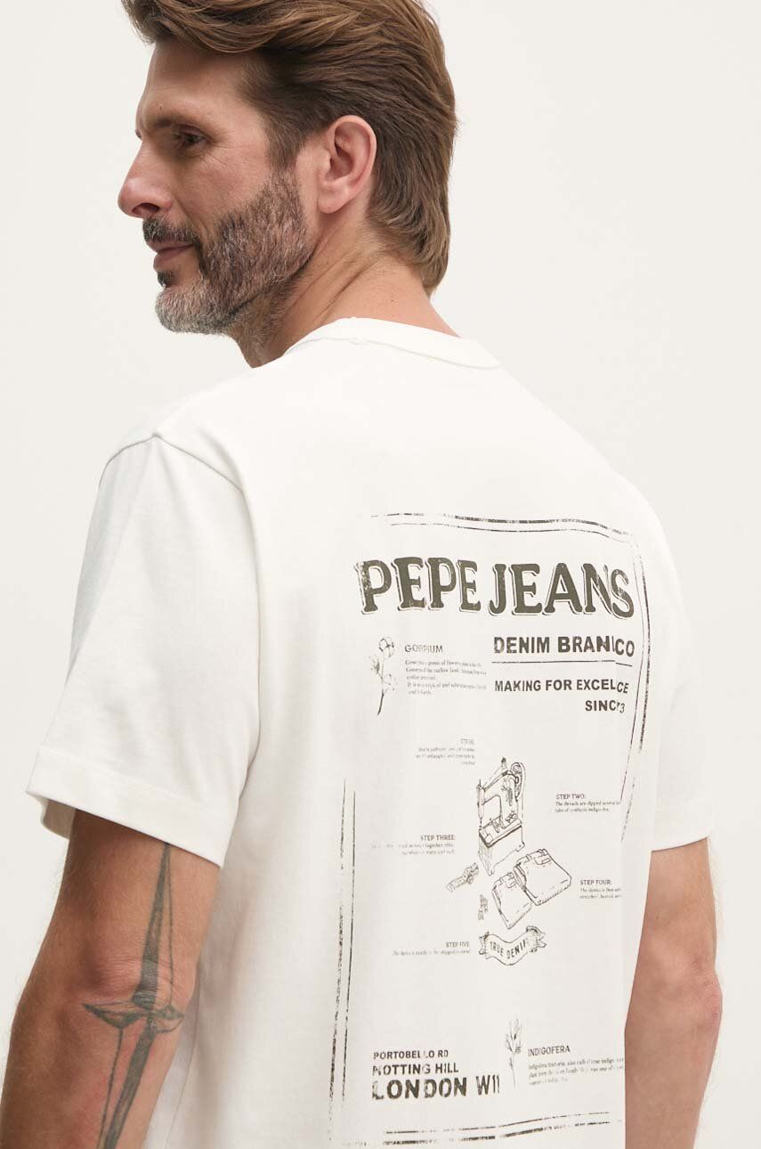 Βαμβακερό μπλουζάκι Pepe Jeans AUSTIN ανδρικό, χρώμα: άσπρο, PM509631