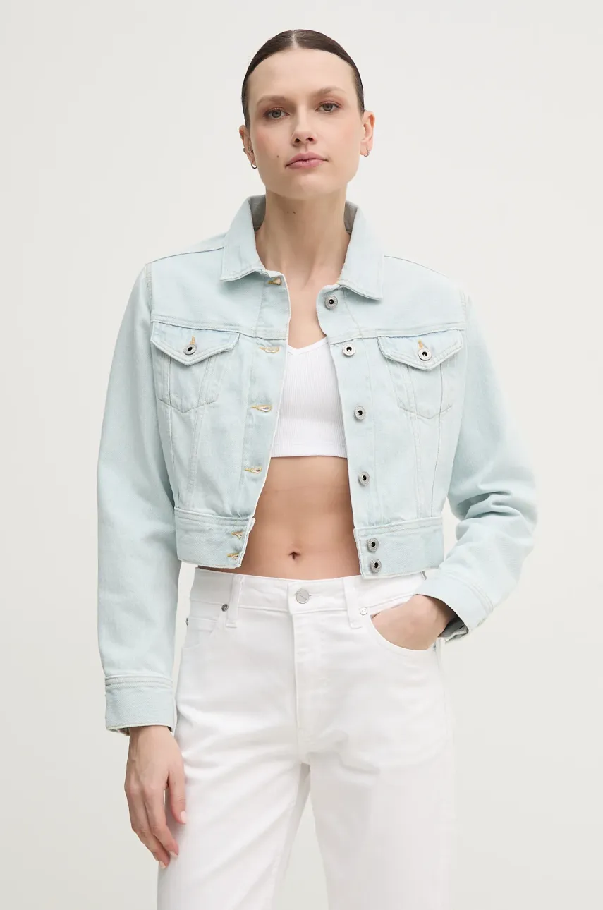 Τζιν μπουφάν Pepe Jeans CROPPED JACKET χρώμα: μπλε, PL402431PG2