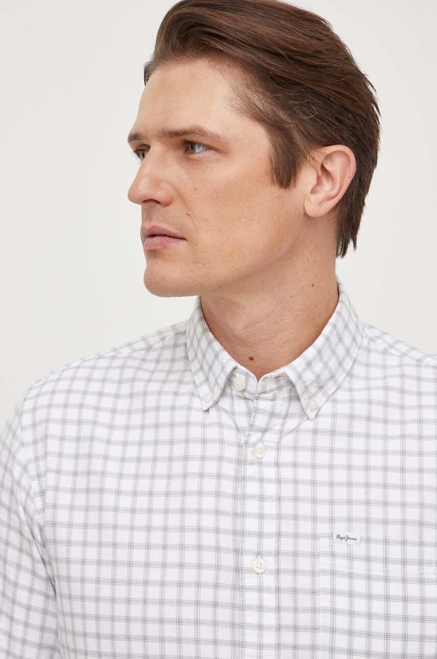 Βαμβακερό πουκάμισο Pepe Jeans Paul PAUL ανδρικό, χρώμα: άσπρο PM308278