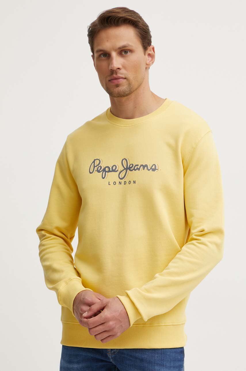 Βαμβακερή μπλούζα Pepe Jeans SAUL CREW χρώμα: κίτρινο, PM582702