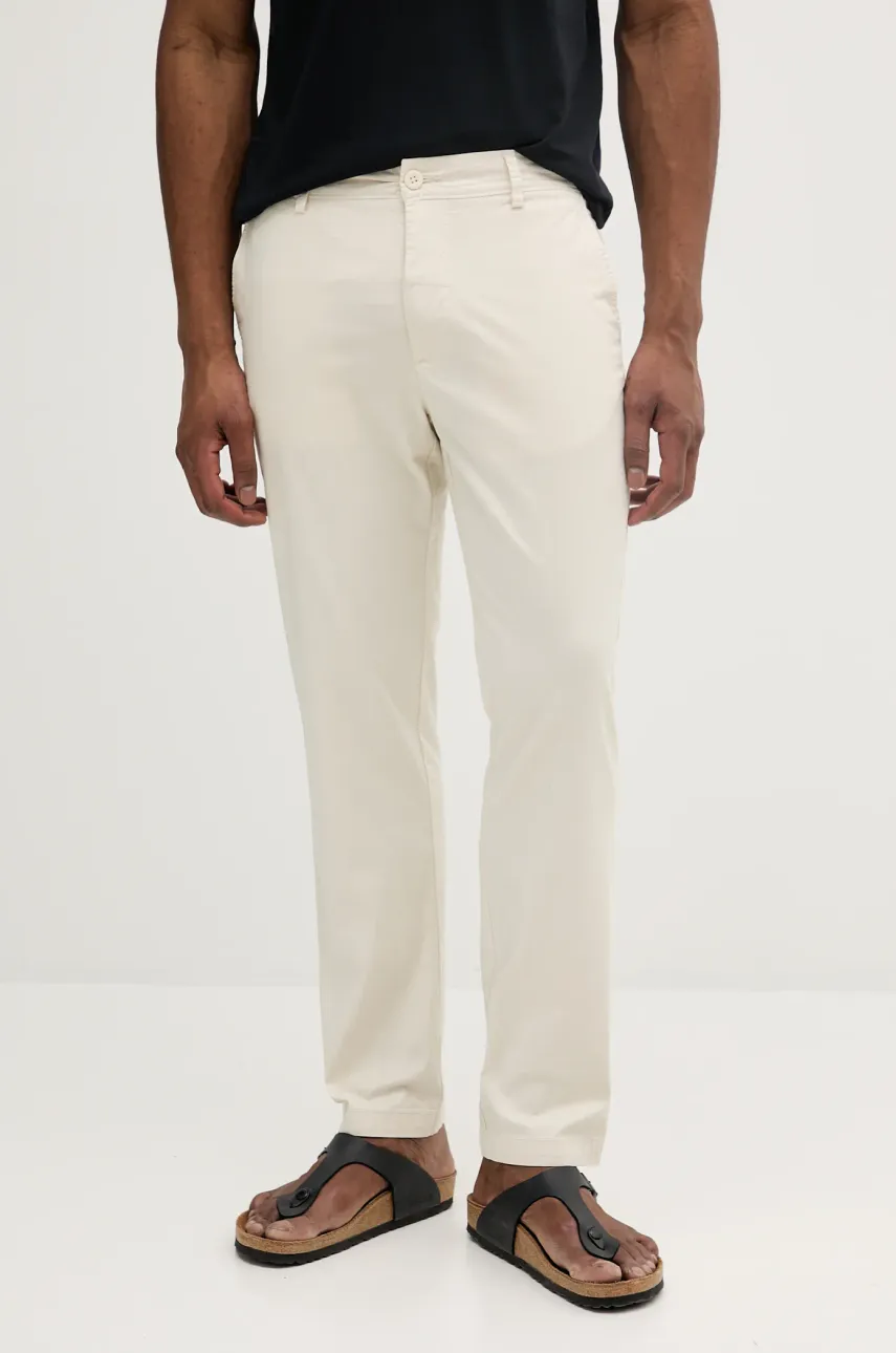 Παντελόνι Pepe Jeans SLIM CHINO POPLIN χρώμα: μπεζ, PM211873