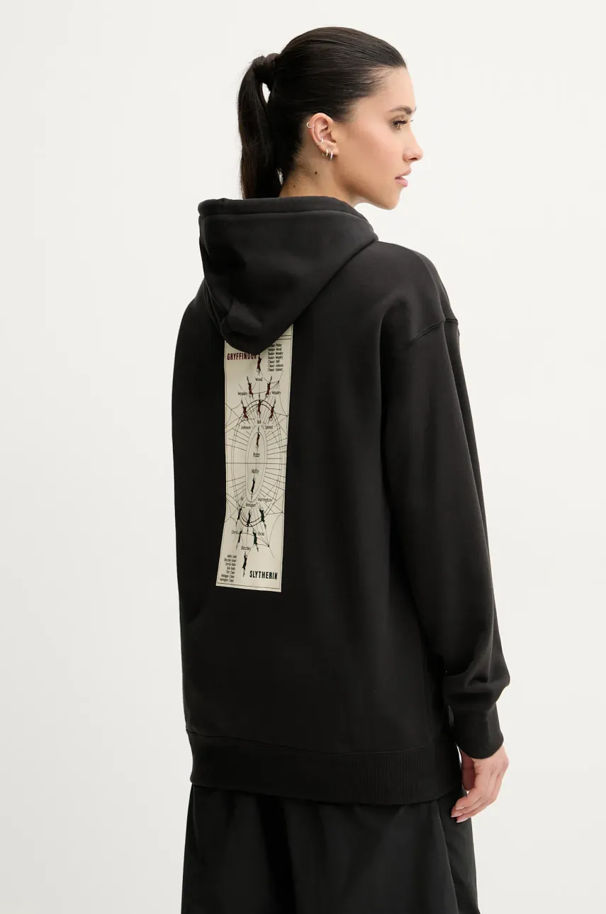 Βαμβακερή μπλούζα Puma PUMA x HARRY POTTER χρώμα: μαύρο, με κουκούλα, 630093