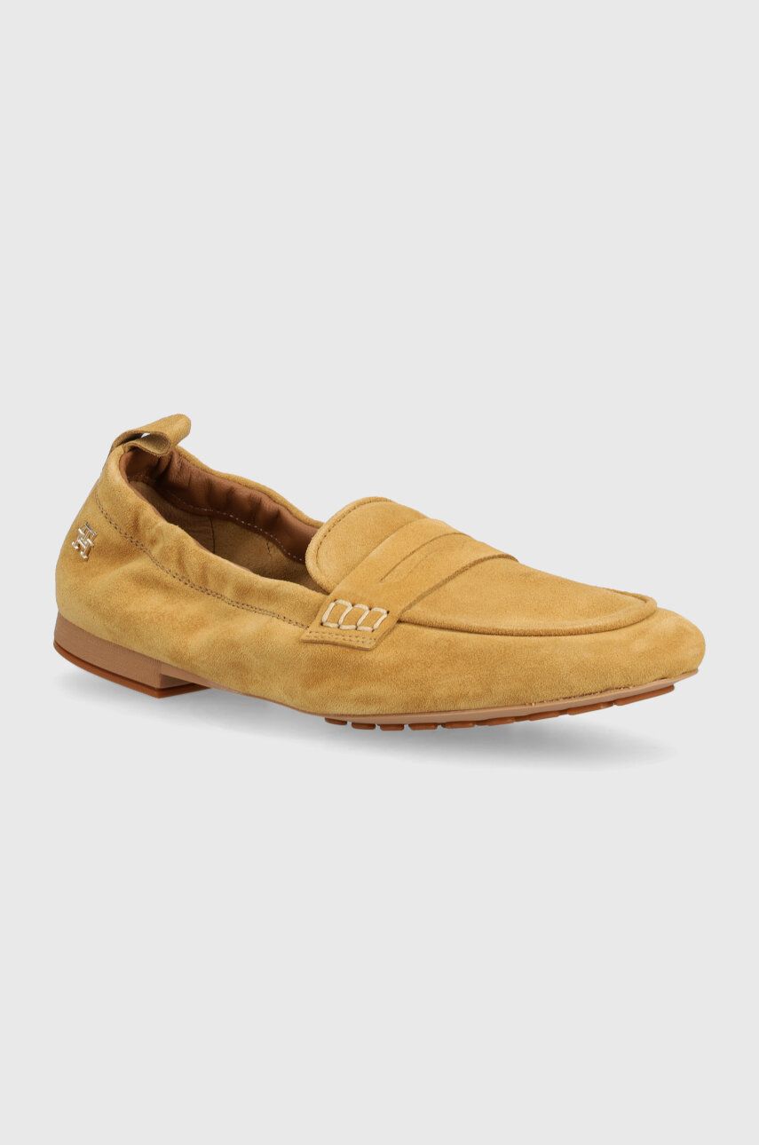 Μοκασίνια σουέτ Tommy Hilfiger TH SUEDE MOCCASIN χρώμα: μπεζ, FW0FW07714