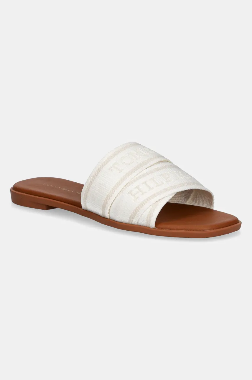 Παντόφλες Tommy Hilfiger TOMMY HILFIGER WEBBING MULE χρώμα: άσπρο, FW0FW08421
