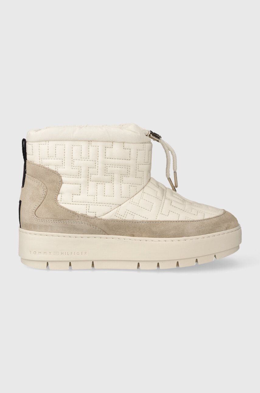 Μπότες χιονιού Tommy Hilfiger TOMMY MONOGRAM SNOWBOOT χρώμα: μπεζ, FW0FW07637 F3FW0FW07637