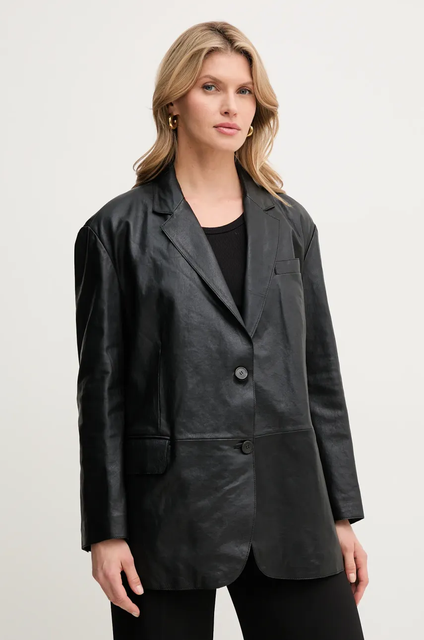 Δερμάτινο μπουφάν Weekend Max Mara χρώμα: μαύρο, 2515441031600