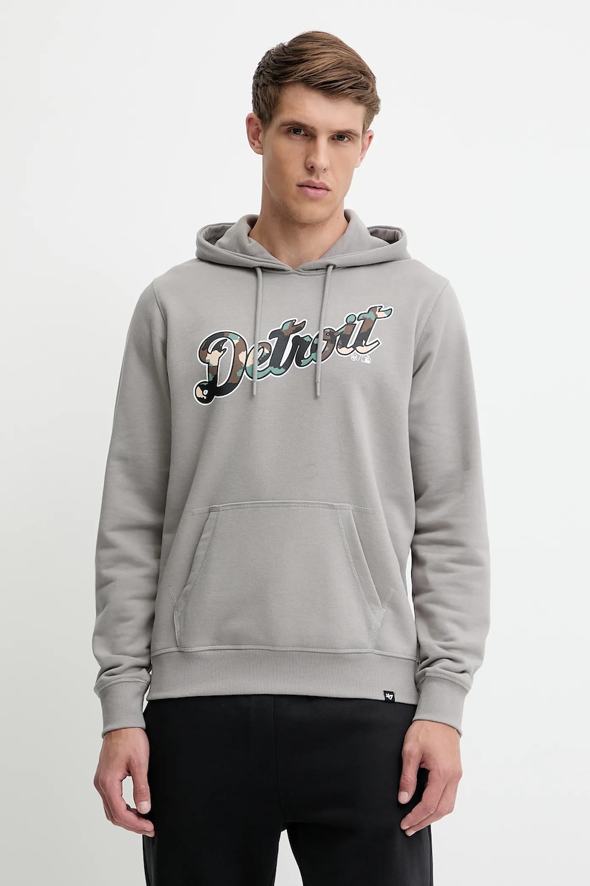 Μπλούζα 47 brand MLB Detroit Tigers χρώμα: γκρι, με κουκούλα, BB009PMLKYH646046WY