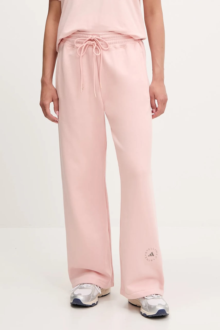 Βαμβακερό παντελόνι adidas by Stella McCartney χρώμα: ροζ, JJ0103