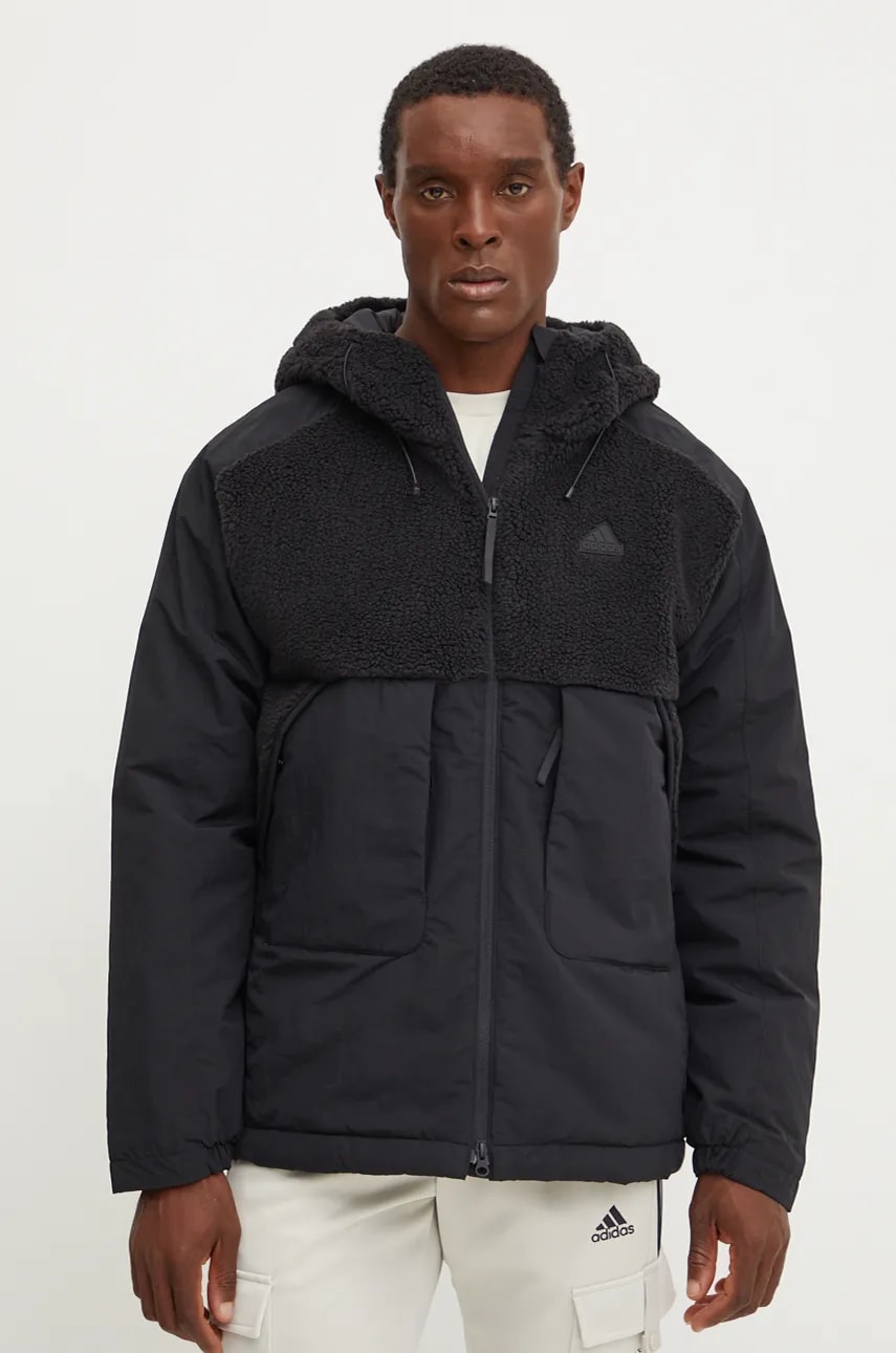 Μπουφάν adidas City Escape χρώμα: μαύρο, IS9053