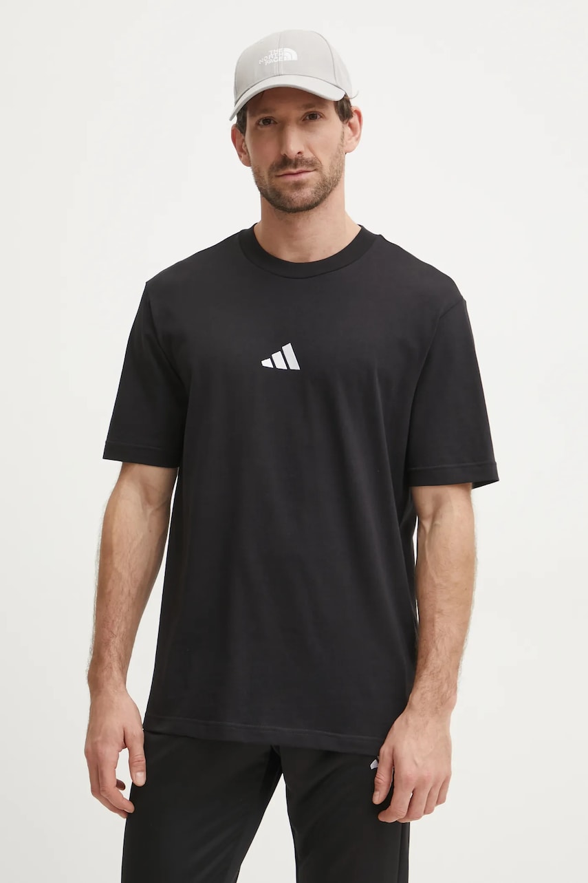 Βαμβακερό μπλουζάκι adidas Essential ανδρικό, χρώμα: μαύρο, JE9024