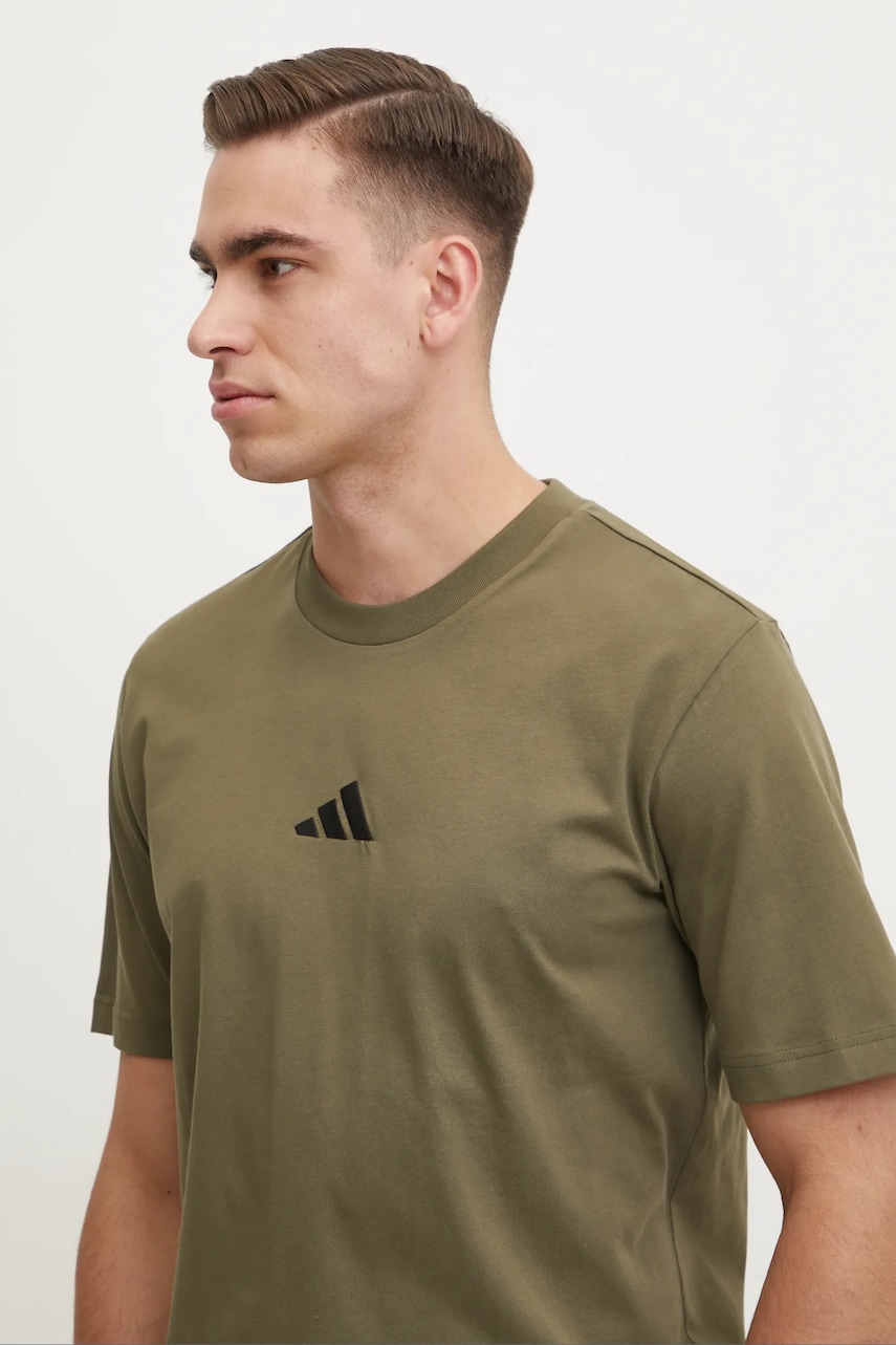Βαμβακερό μπλουζάκι adidas Essential ανδρικό, χρώμα: πράσινο, JF1097