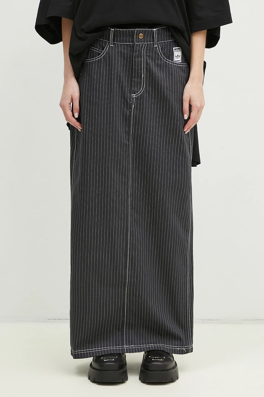 Βαμβακερή φούστα adidas Originals Aop Maxi Skirt χρώμα: γκρι, JJ3142