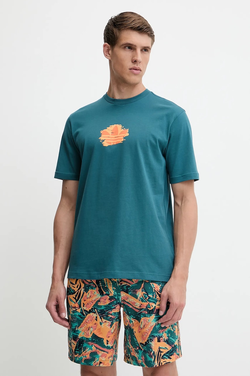 Βαμβακερό μπλουζάκι adidas Originals Graphic Tee ανδρικό, χρώμα: τιρκουάζ, KC4940