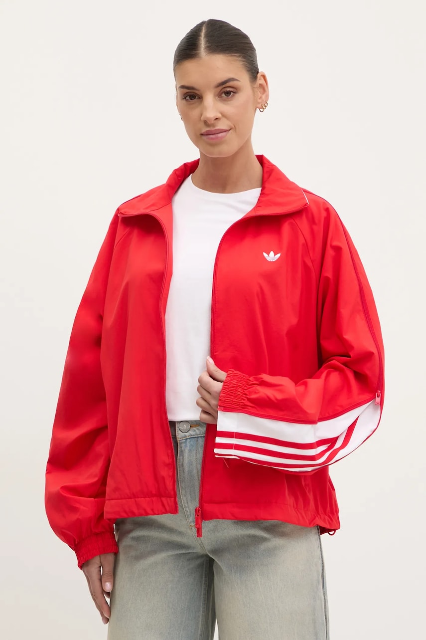 Μπουφάν adidas Originals WOVEN TT ZIP χρώμα: κόκκινο, JX9203
