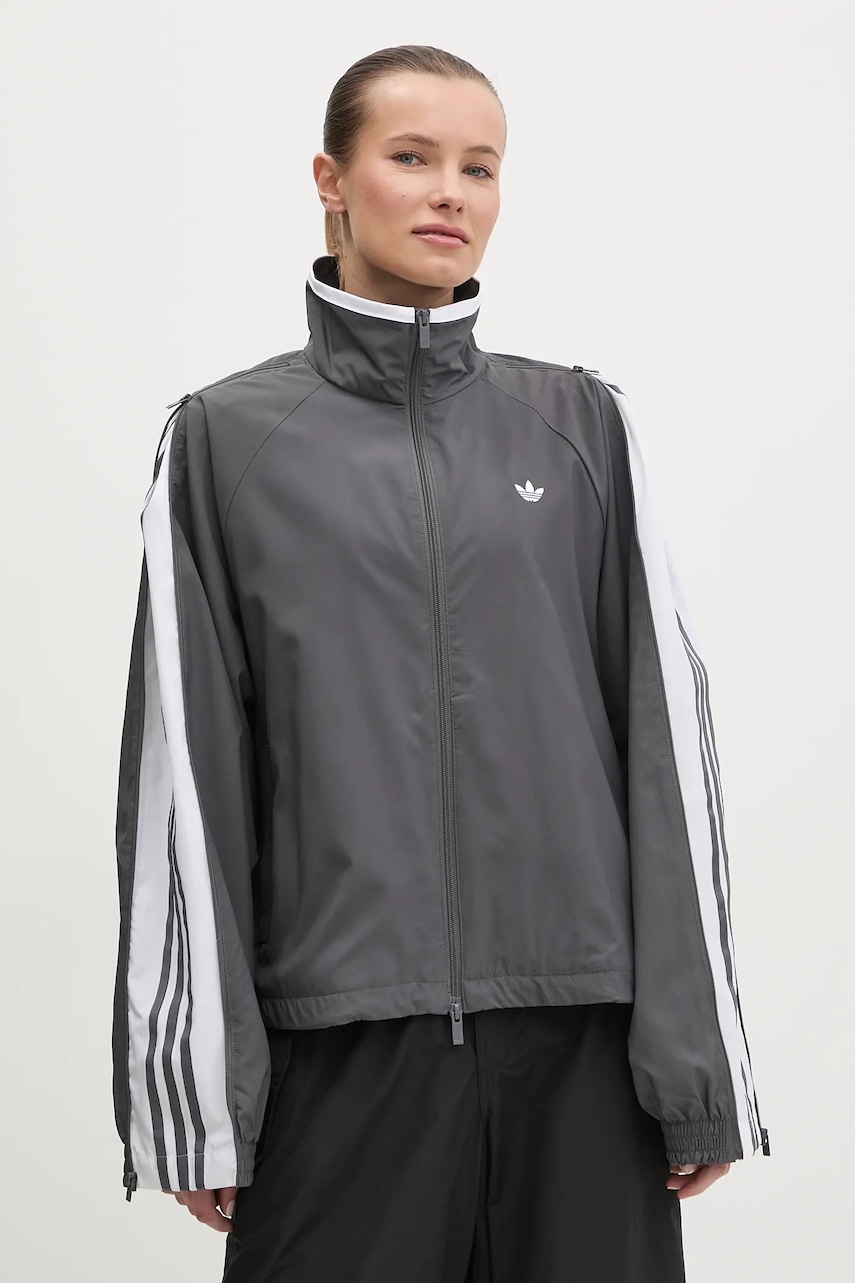 Μπουφάν adidas Originals WOVEN TT ZIP χρώμα: γκρι, JY8879
