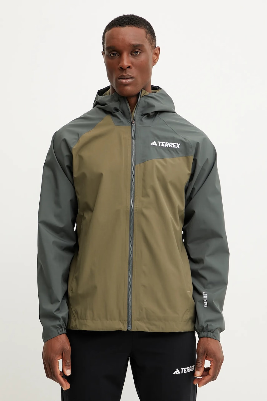 Αδιάβροχο μπουφάν adidas TERREX Multi Rain.RDY ανδρικό, χρώμα: πράσινο, JD8355