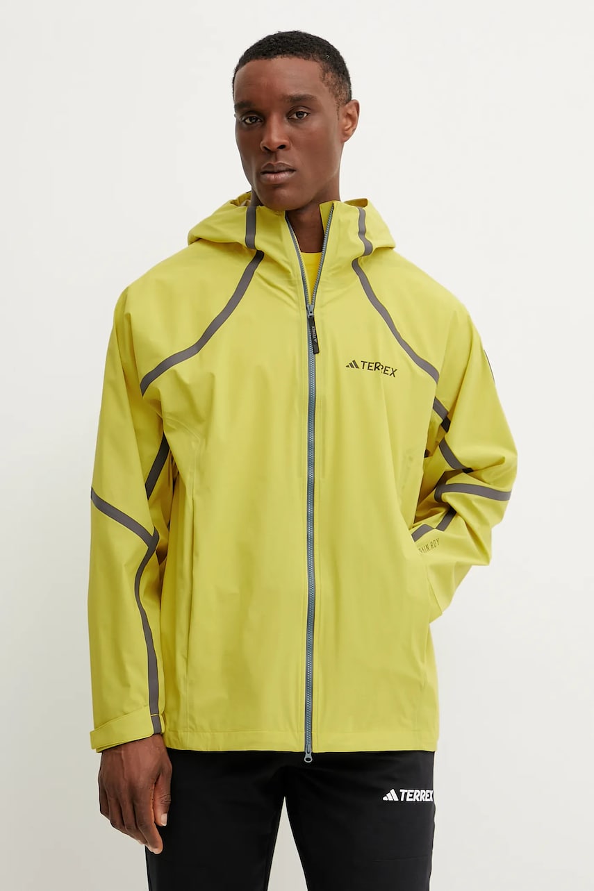 Αδιάβροχο μπουφάν adidas TERREX x National Geographic ανδρικό, χρώμα: κίτρινο, JD5834