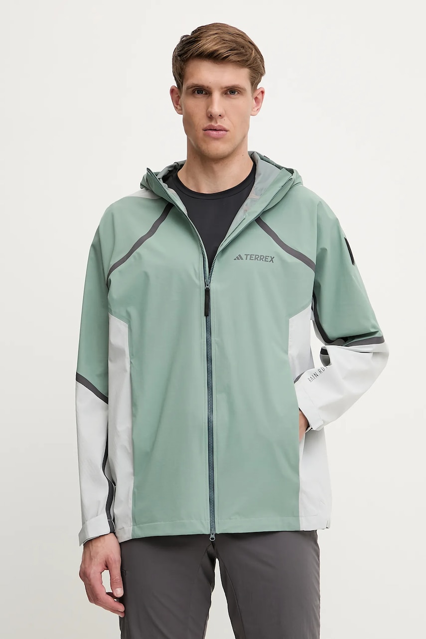 Αδιάβροχο μπουφάν adidas TERREX x National Geographic χρώμα: πράσινο, JD5835