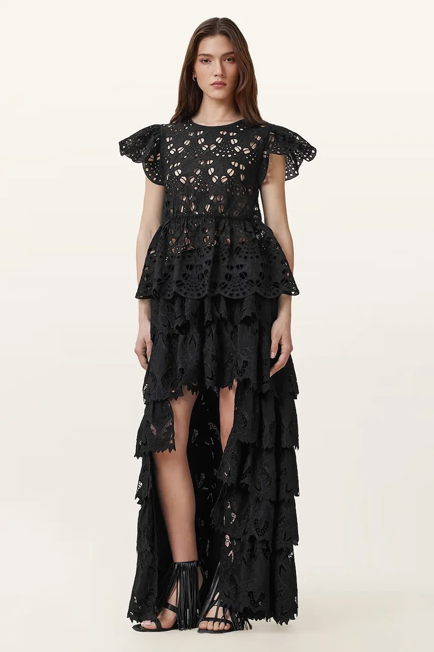 Φούστα AllSaints CAVARLY χρώμα: μαύρο, W096RC